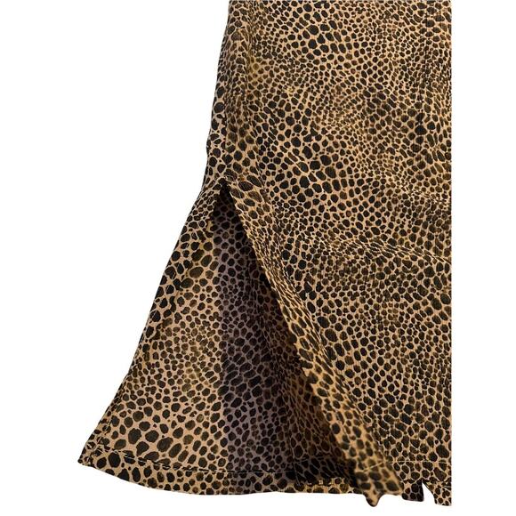 Karen Scott petites Brown Animal Print Skirt a line Sz PL Side Slip Lightweight - Picture 4 of 7
